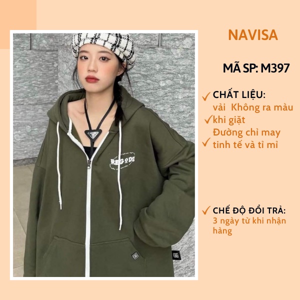 Áo khoác nỉ nữ hoodie form rộng cute hàn quốc NAVISA M397