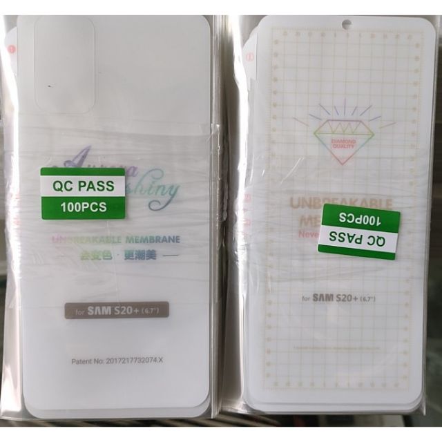 Dán PPF dành cho Samsung S20 Plus mặt trước+sau phục hồi vết xước