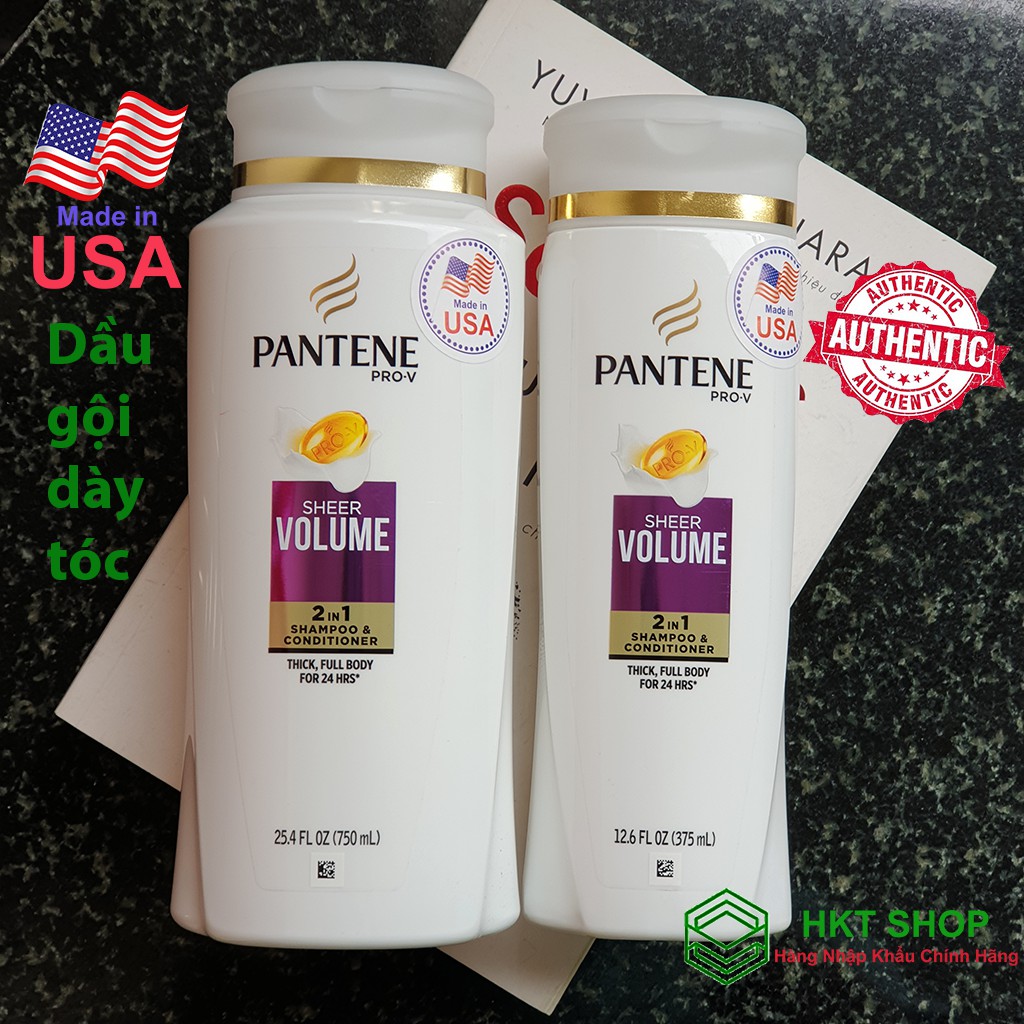 Dầu gội và xả 2IN1 PANTENE SHEER VOLUME Pro-V  (Tăng cường độ phồng của tóc) Nhập nhẩu chính hãng từ Mỹ - HKT Shop