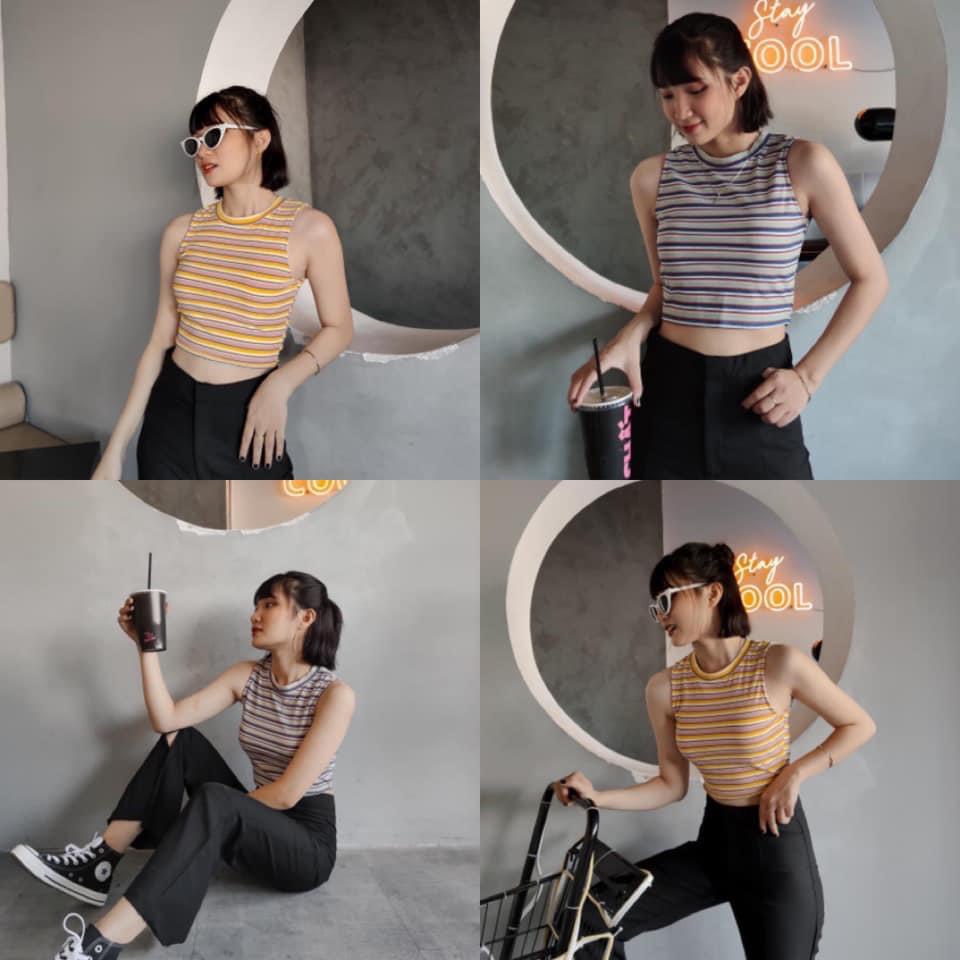 Áo ba lỗ nữ croptop cổ tròn, ôm body, sát nách, chất borip 100% cotton cao cấp, co giãn, 2 màu trẻ trung, QUYNHANHPUKA
