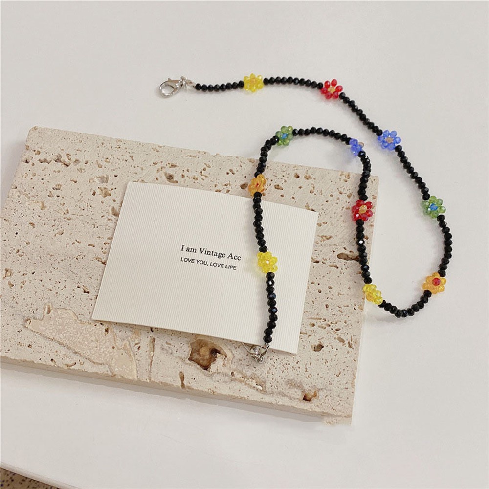 Dây đeo kính mặt nạ đính hạt bông hoa nhiều màu sắc bằng acrylic chống thất lạc