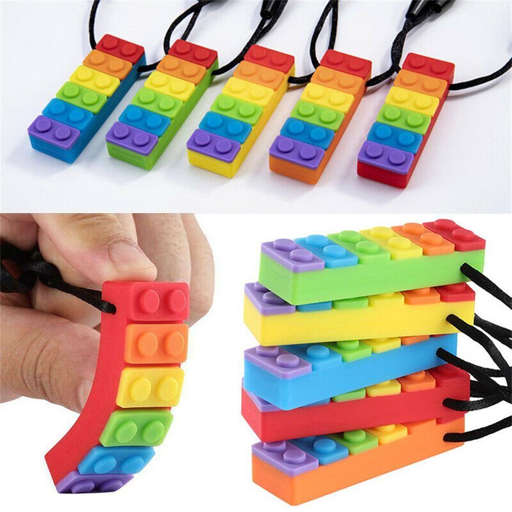 Đồ Chơi Ngậm Nướu Hình Viên Gạch Màu Cầu Vồng Dễ Thương Cho Bé