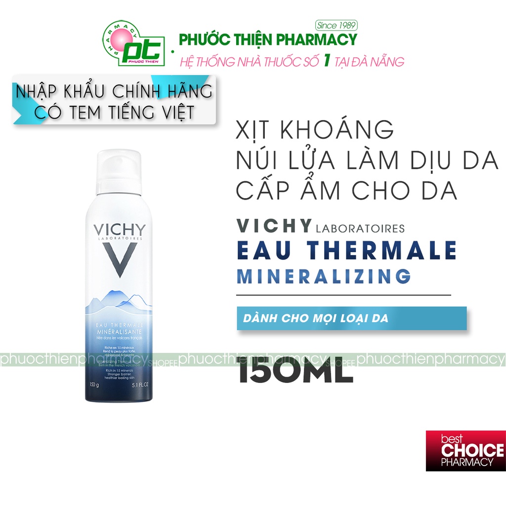 Xịt khoáng dưỡng da Vichy giúp phục hồi và làm dịu da tức thì, cân bằng độ pH EAU Mineralizing Thermal Water 300ml