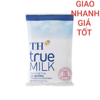 ( BÁN LẺ) SỮA TƯƠI TIỆT TRÙNG TH TRUEMILK CÓ ĐƯỜNG BỊCH 220ml