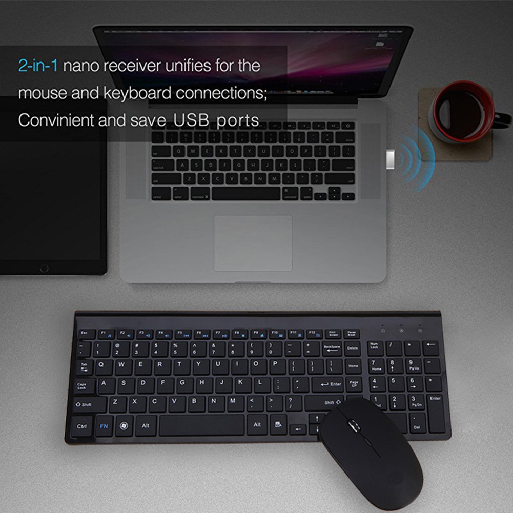 Bộ Bàn Phím + Chuột Không Dây Siêu Mỏng 2.4g Cho Máy Tính / Laptop