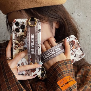 Ốp điện thoại dẻo họa tiết hoa thời trang kèm dây đeo cho iphone 13pro max 13pro 12pro max 11pro max 7 8plus x xr xs max