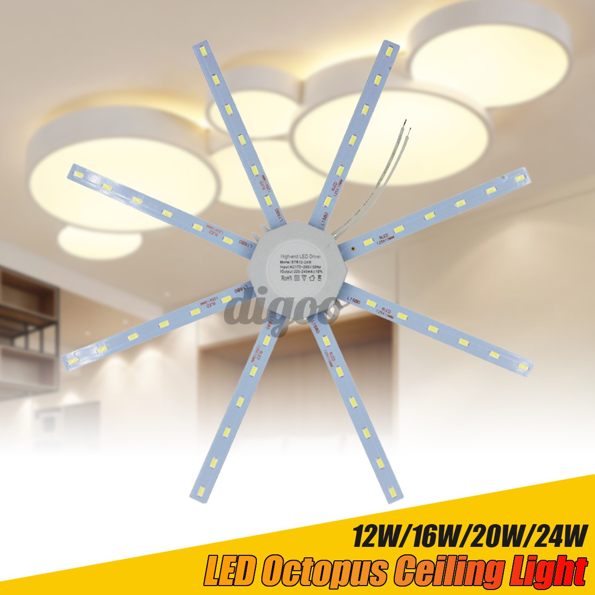 Đèn Trần Hình Bạch Tuộc 12w 16w 20w 24w 220v 5730smd Tiết Kiệm Năng Lượng