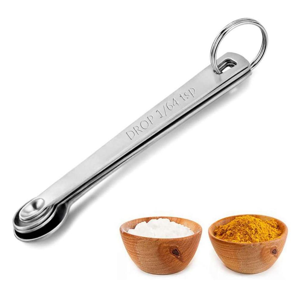 IVORY Set 5 Muỗng Đo Lường Bằng Thép Không Gỉ Có Thang Đo Tiện Lợi Cho Nhà Bếp