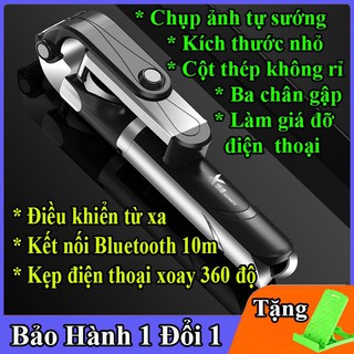 Gậy chụp ảnh tripod tự sướng điều khiển từ xa bluetooth , ba chân để bàn có thể gập lại điều chỉnh 360 ° cho điện thoại