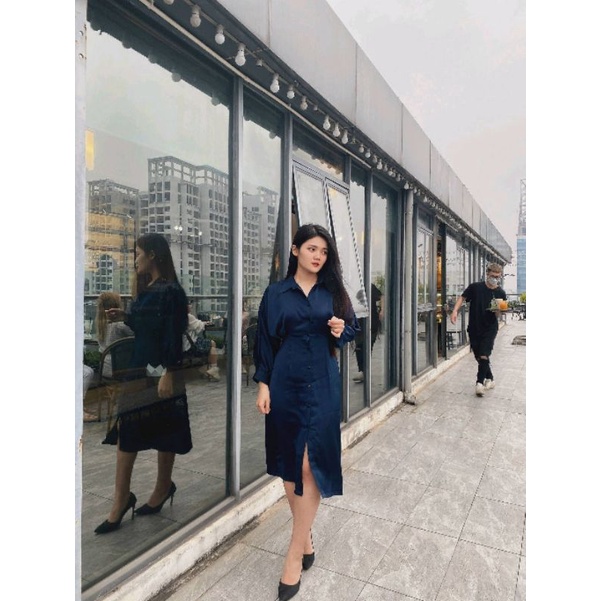 Váy sơ mi thắt eo⚡ Hot hít mùa thu⚡Đầm công sở hách eo ,tôn dáng sang chảnh