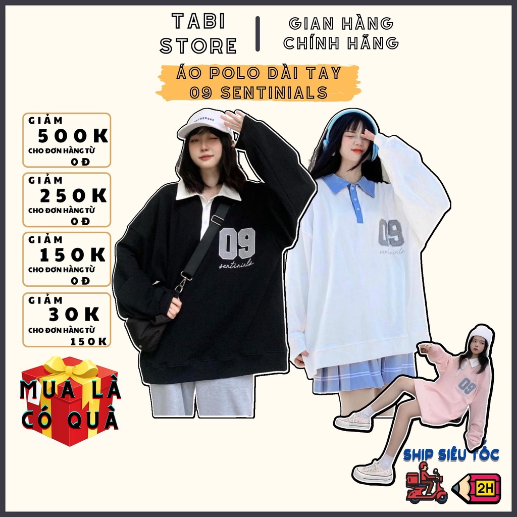 Áo Sweater Polo 09 Sentinials form unisex rộng dài tay siêu dễ thương