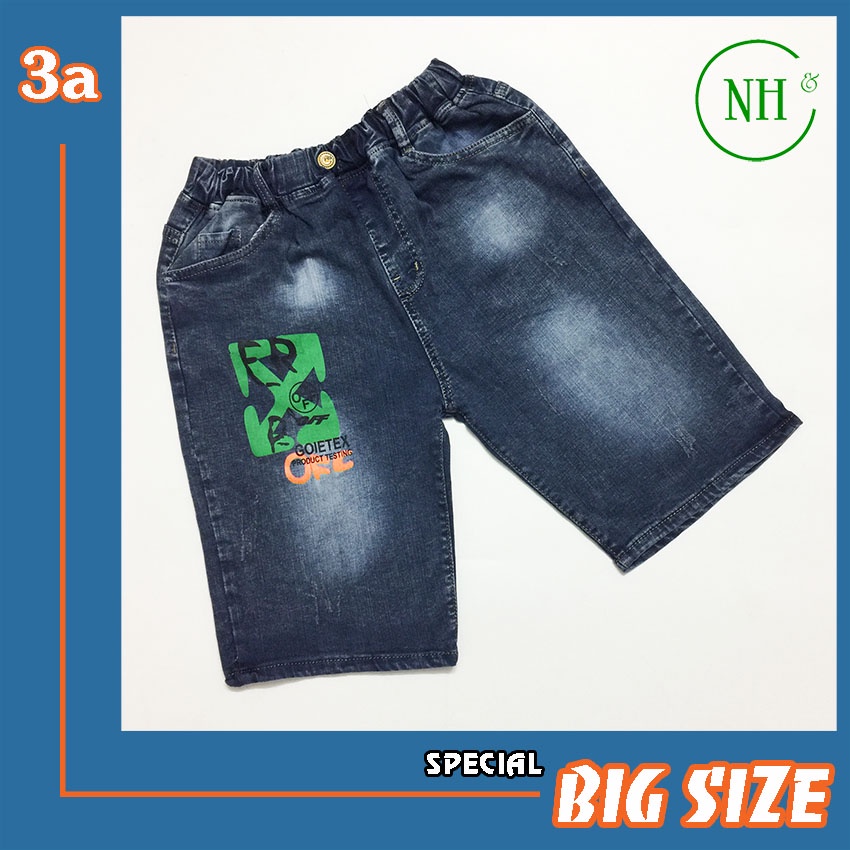 Quần short cho bé trai SIZE ĐẠI từ 35kg đến gần 70kg, quần short jean co giãn lưng thun - NH Shop