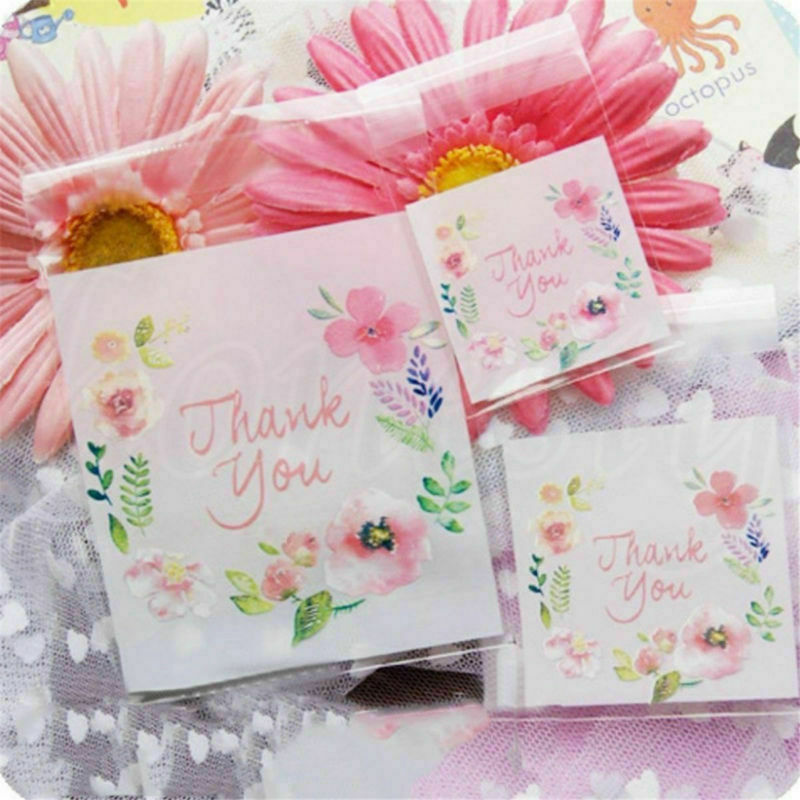 Set 100 Túi Nhựa Đựng Bánh Kẹo In Chữ Thank You