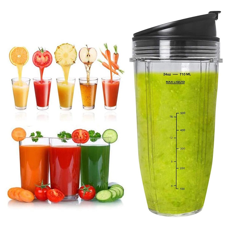 2 gói thay thế cốc 24Oz có nắp vòi cho máy xay sinh tố dòng Nutri Ninja Auto IQ với BL450 'BL454'BL456 'BL480 'BL481