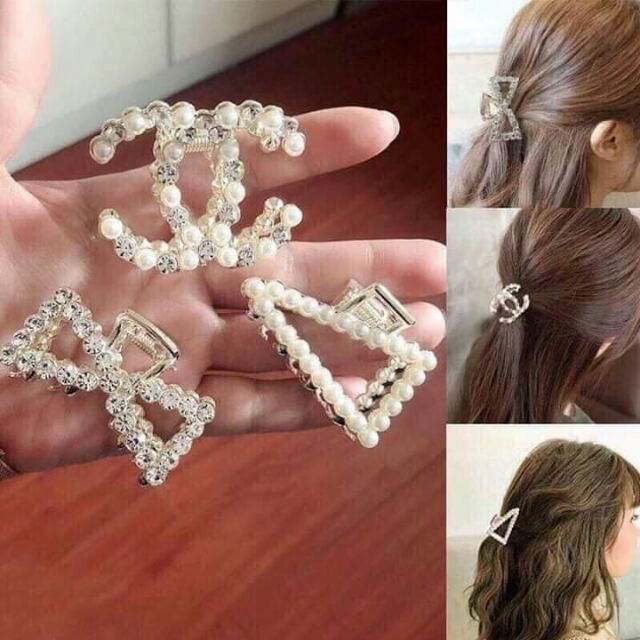 Set 3 cặp tóc ngọc trai đính đá