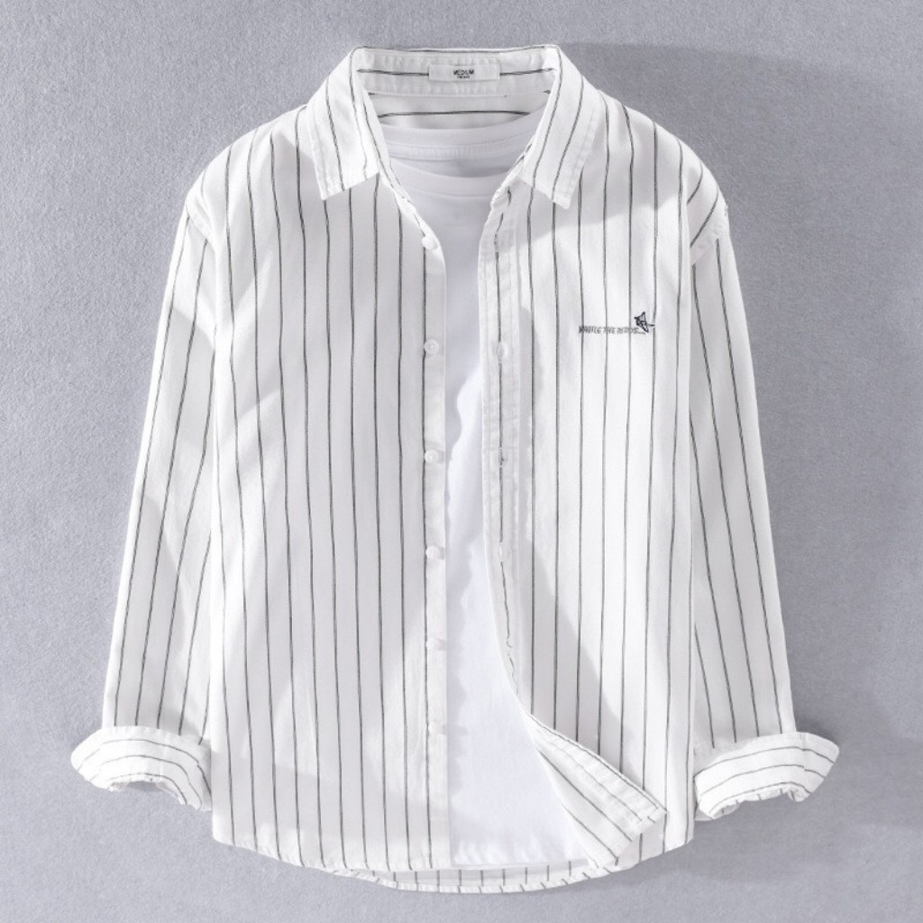 Áo Sơ Mi Nam Dài Tay Sọc Chữ NF322 Chất Vải Mềm Mịn Chuẩn Shop Thời trang EMEY LUXURY