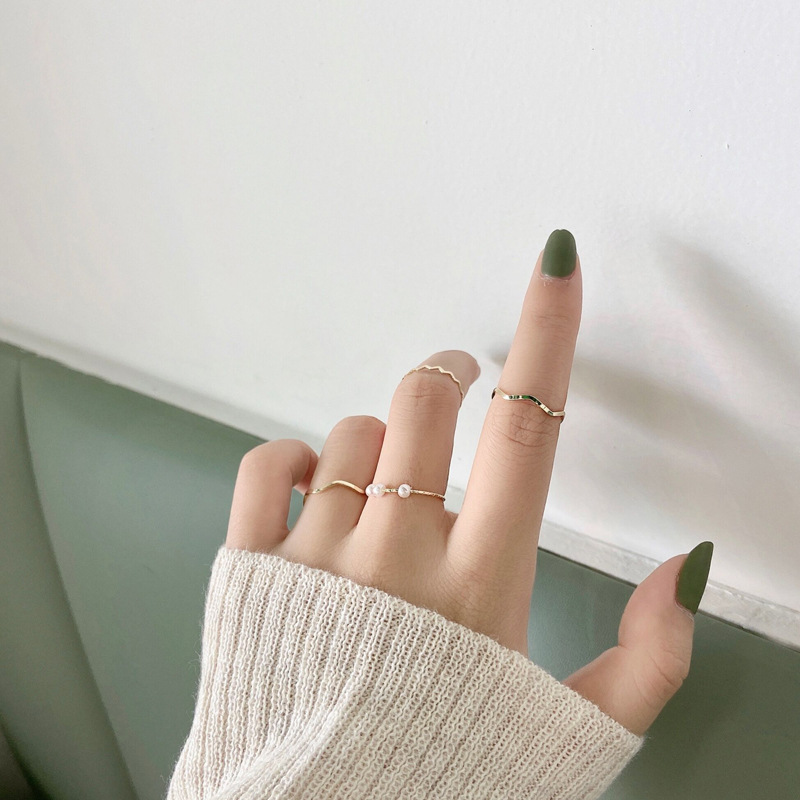 Set Nhẫn Đeo Tay Kiểu Dáng Đơn Giản Phong Cách Âu Mỹ