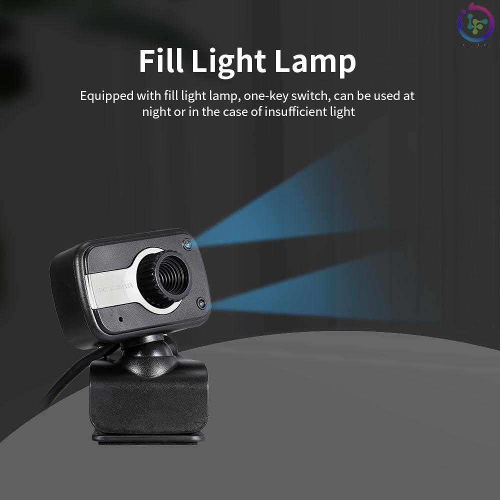 Drive-free USB Webcam 480P Manual Focus Web Camera Built-in Microphone Desktop Laptop Camera with LED Fill Light Lamp