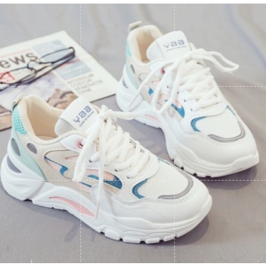 Giày thể thao nữ YAA đế độn 3 phân, Sneaker nữ thời trang ulzzang độn gót tăng chiều cao