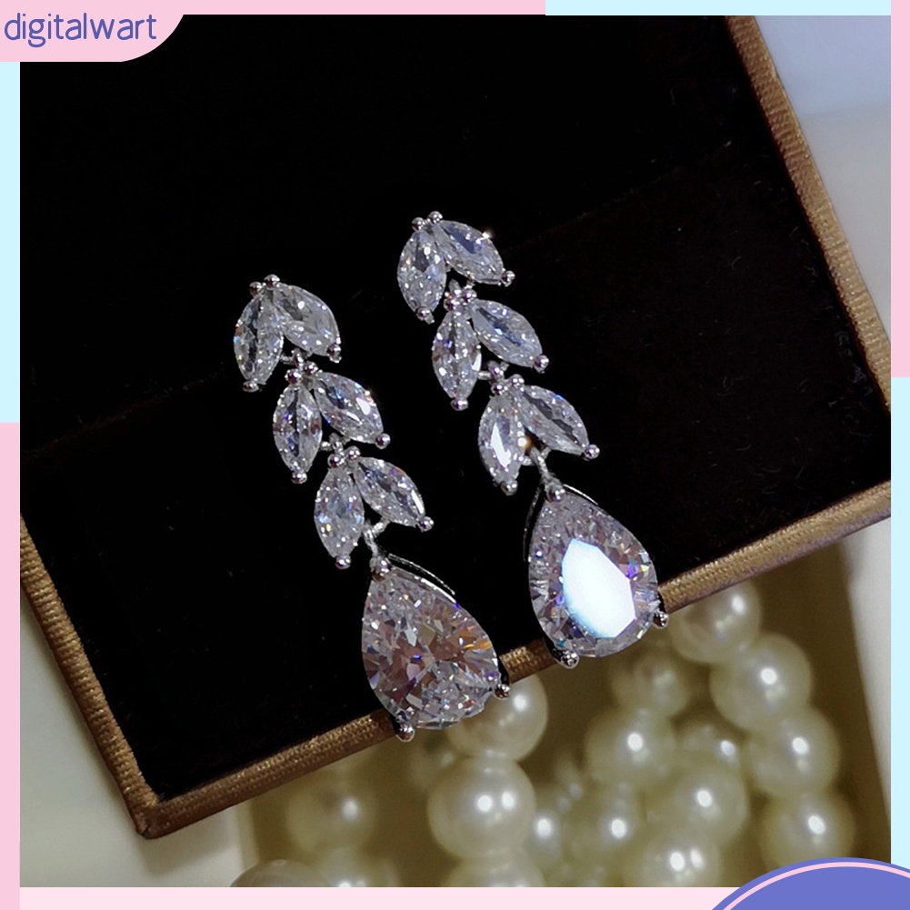 Hoa tai đính đá hình giọt nước thời trang cho nữ