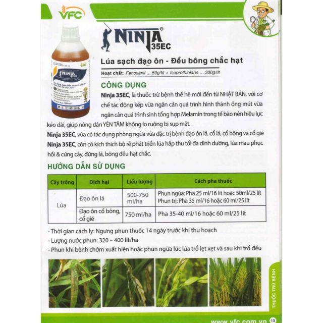 Combo 2 gói Ninja 35EC 20ml quản lý Đạo ôn