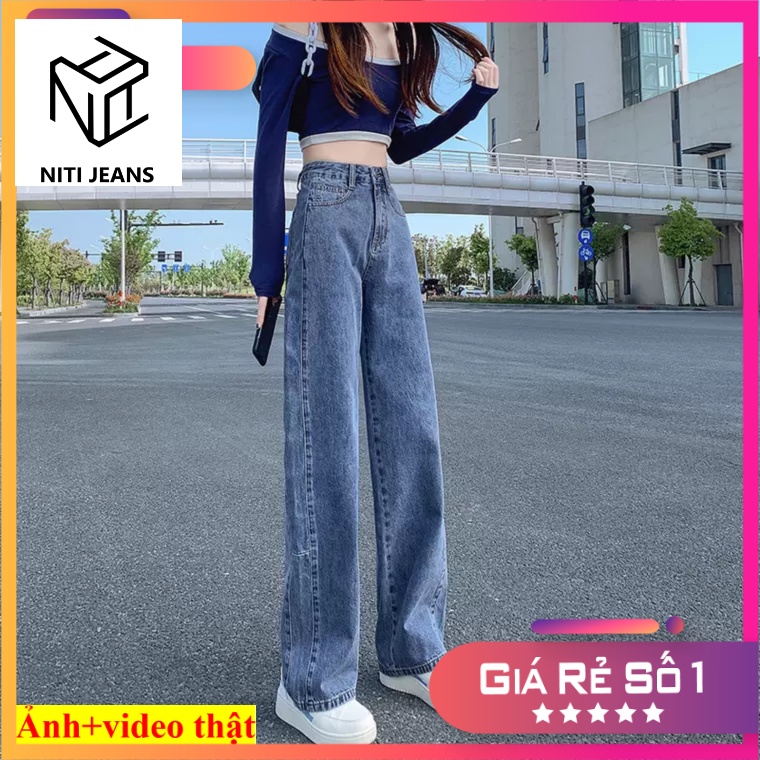 ( VIDEO 1 )QUẦN JEANS ỐNG RỘNG NỮ LƯNG CAO MÀU XANH NHẠT XANH ĐẬM LAI CUỐN FORM DÀI RỘNG TRƠN CAO CẤP NITI SIÊU ĐẲNG CẤP