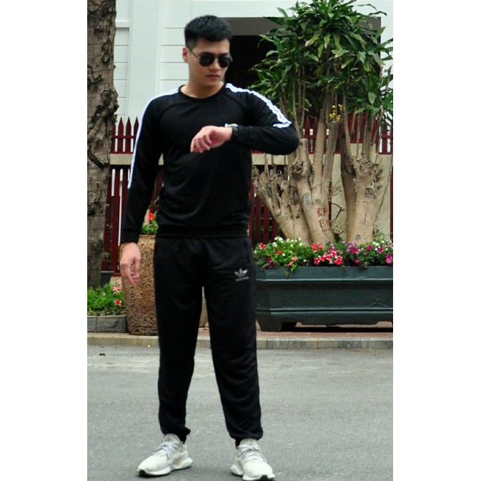 Bộ thể thao nam nỉ thu đông 3 màu, sz 45-75kg 2 sọc tay | BigBuy360 - bigbuy360.vn