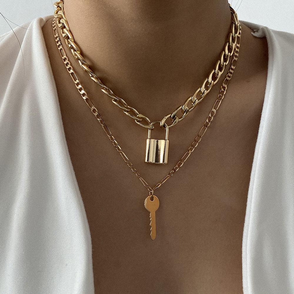 Dây Chuyền Nhiều Lớp Mặt Ổ Khóa Thời Trang