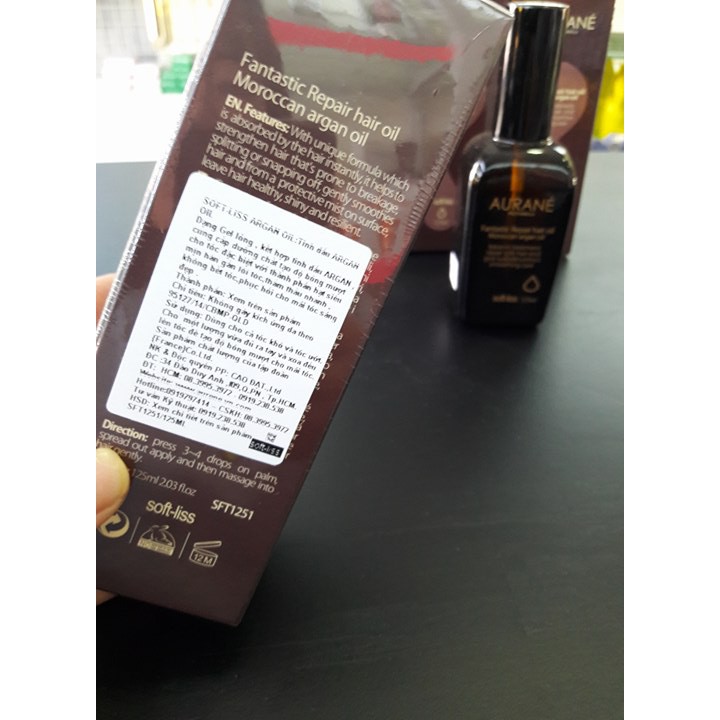 TINH DẦU DƯỠNG PHỤC HỒI TÓC SOFT-LISS MOROCCAN ARGAN OIL AURANE 125ml