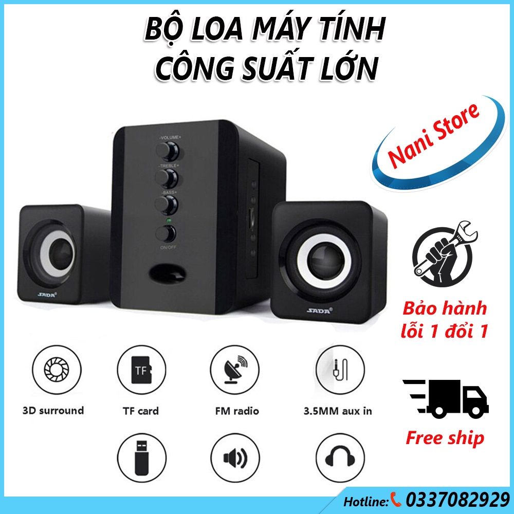 Gia Loa Vi Tinh 5.1 Sany,bộ 3 loa vi tính,PC Dada - Loa nghe nhạc cao cấp, âm thanh 3 trong 1,Bảo hành 1 đổi 1