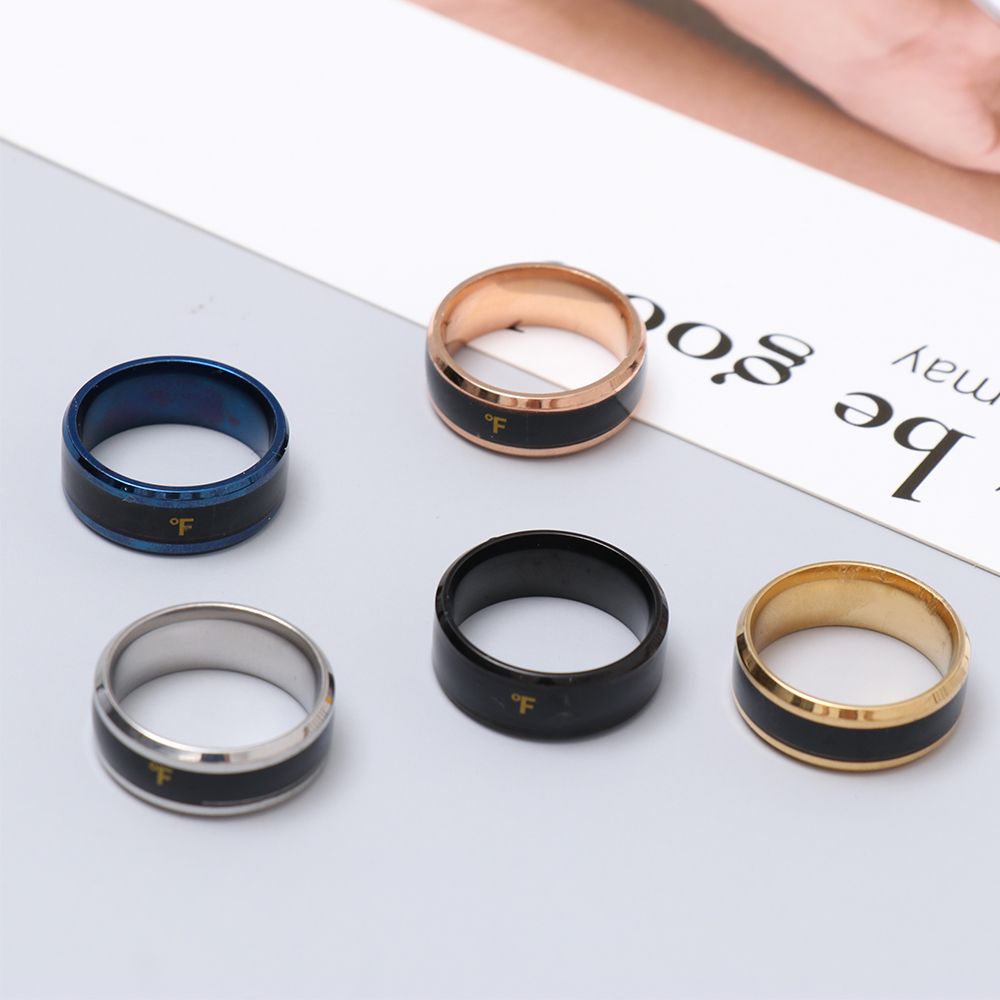 Nhẫn Đo Nhiệt Độ Điện Tử Thông Minh Bằng Thép Không Gỉ Nhiều Màu Sáng Tạo Cho Nam Và Nữ