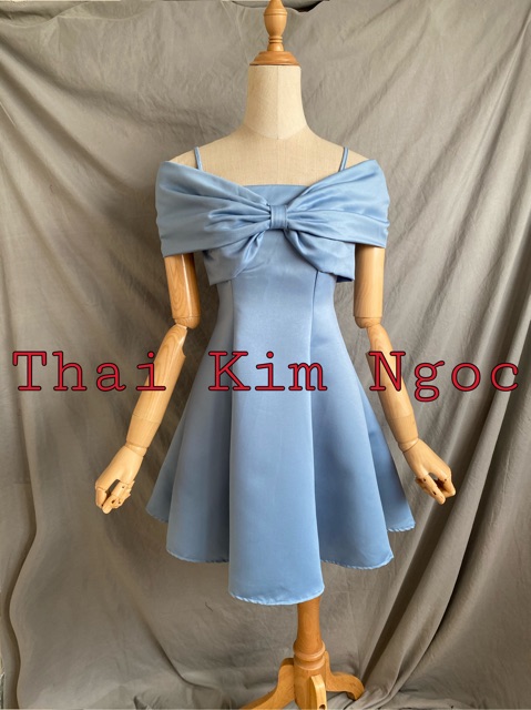 Đầm dự tiệc xoè nơ ngực dáng ngắn 2 màu | BigBuy360 - bigbuy360.vn