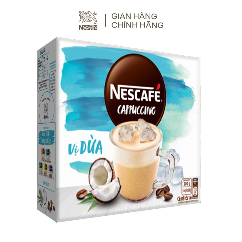 [BAO BÌ MỚI] Cà phê hòa tan NESCAFÉ Cappuccino Vị Dừa (Hộp 10 gói x 20g)