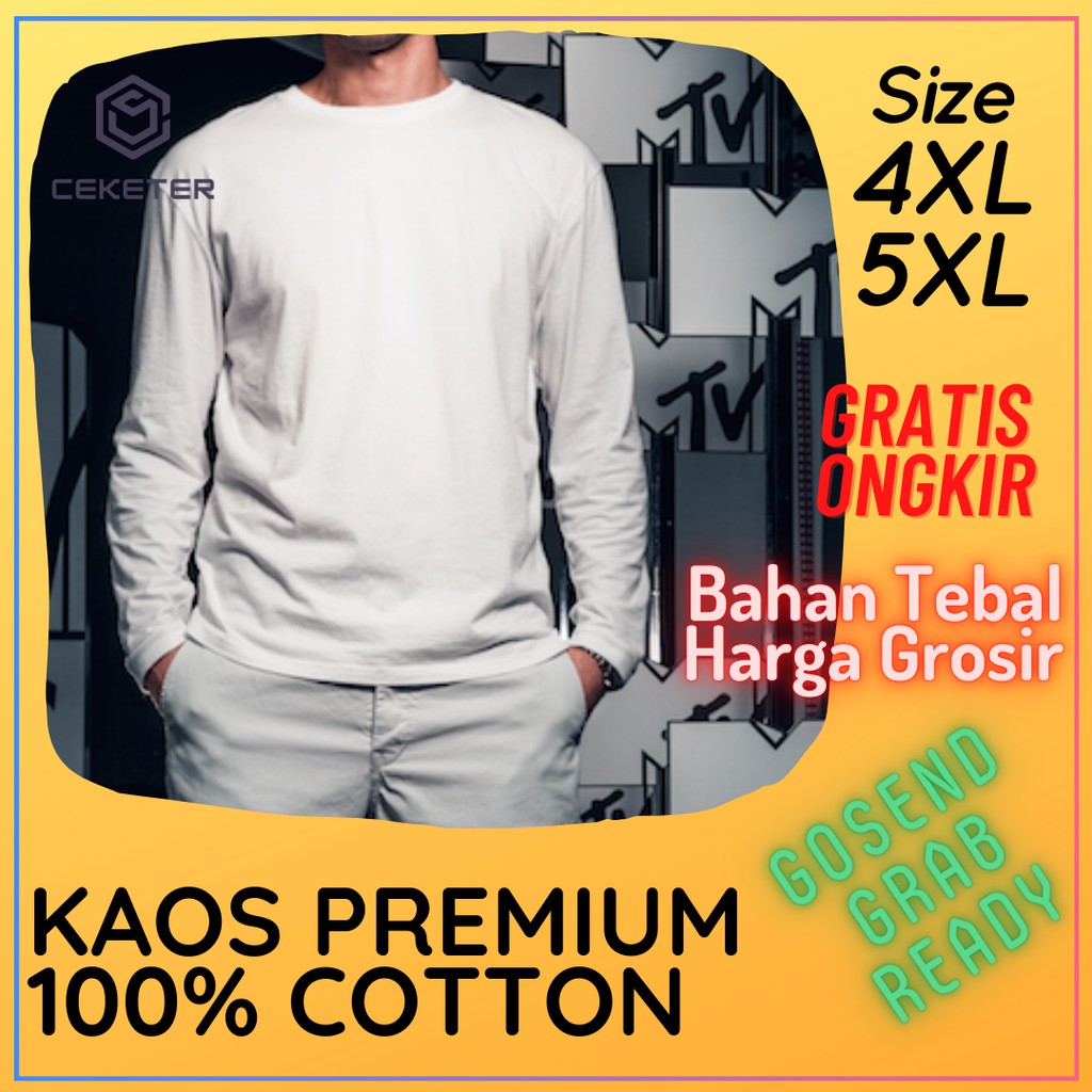 Áo Thun Cotton Màu Trắng Trơn Tay Dài Đầy Đủ SIZE Lớn 4XL 5XL