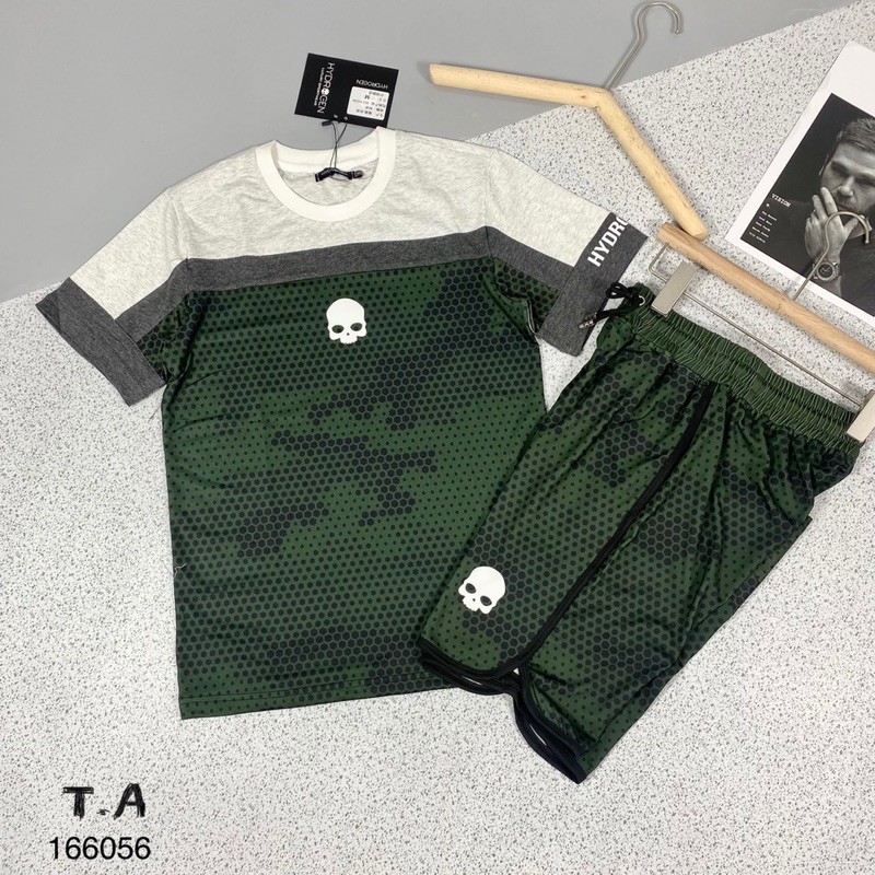 Bộ Thun Nam Hydrogen Loang Ô Xanh Logo Đầu Lâu | BigBuy360 - bigbuy360.vn