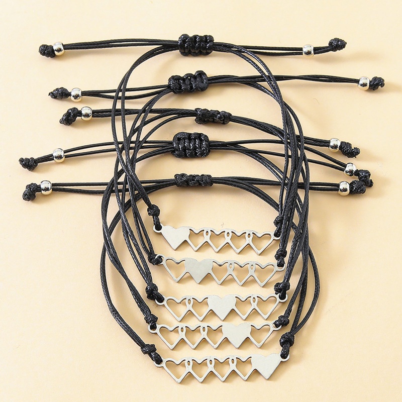 Set 5 Vòng Tay Hình Trái Tim Rỗng Bằng Thép Không Gỉ Sáng Tạo Cho Frien