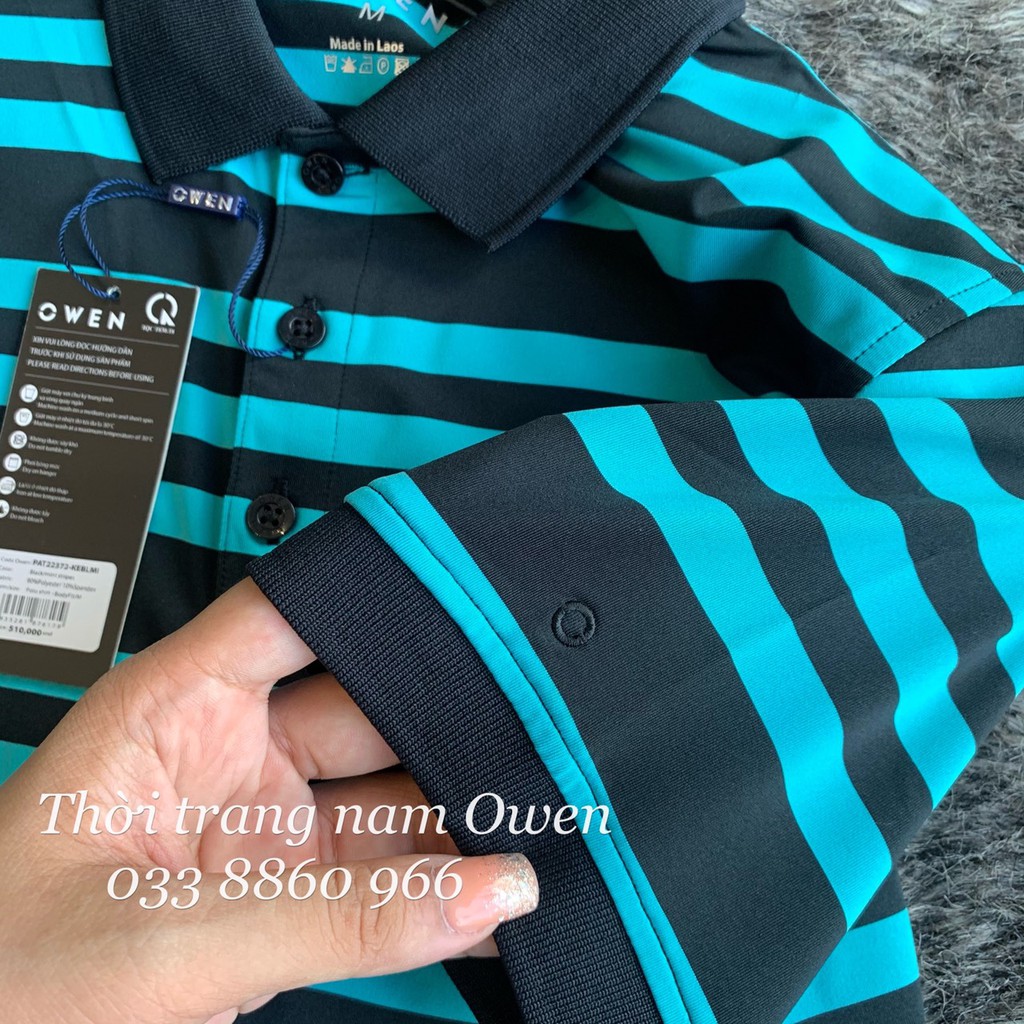 OWEN - Áo polo nam Owen màu xanh sọc ngang 22372- Áo thun ngắn tay có cổ nam