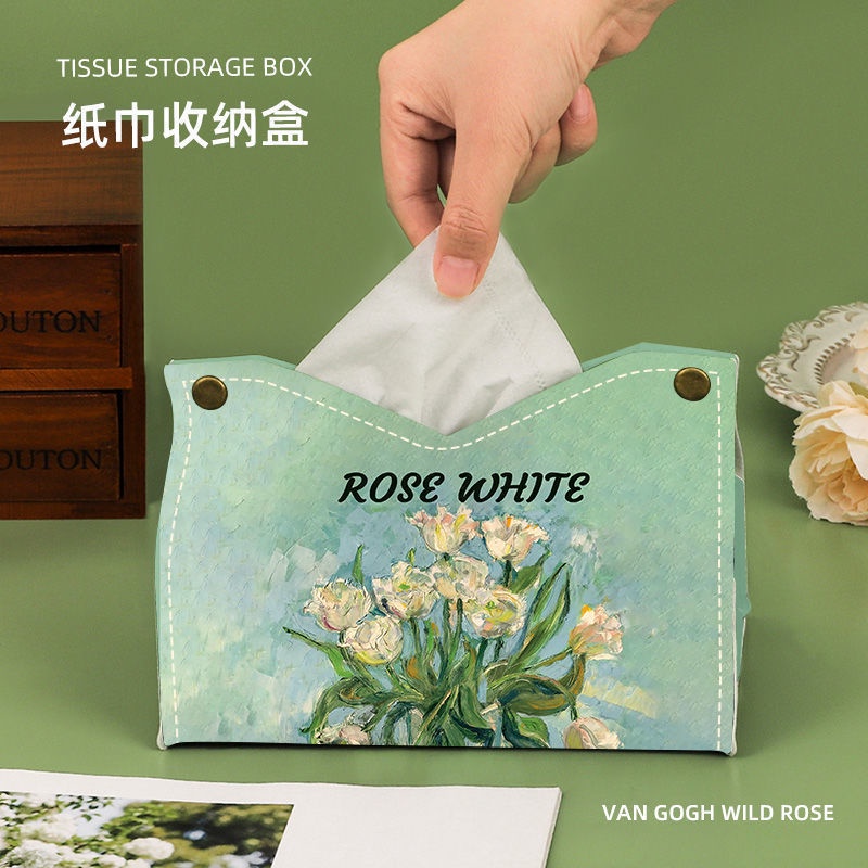 Hộp Đựng Khăn Giấy Vẽ Tranh Sơn Dầu Kiểu Dáng Sang Trọng Trang Trí Phòng Khách / Xe Hơi