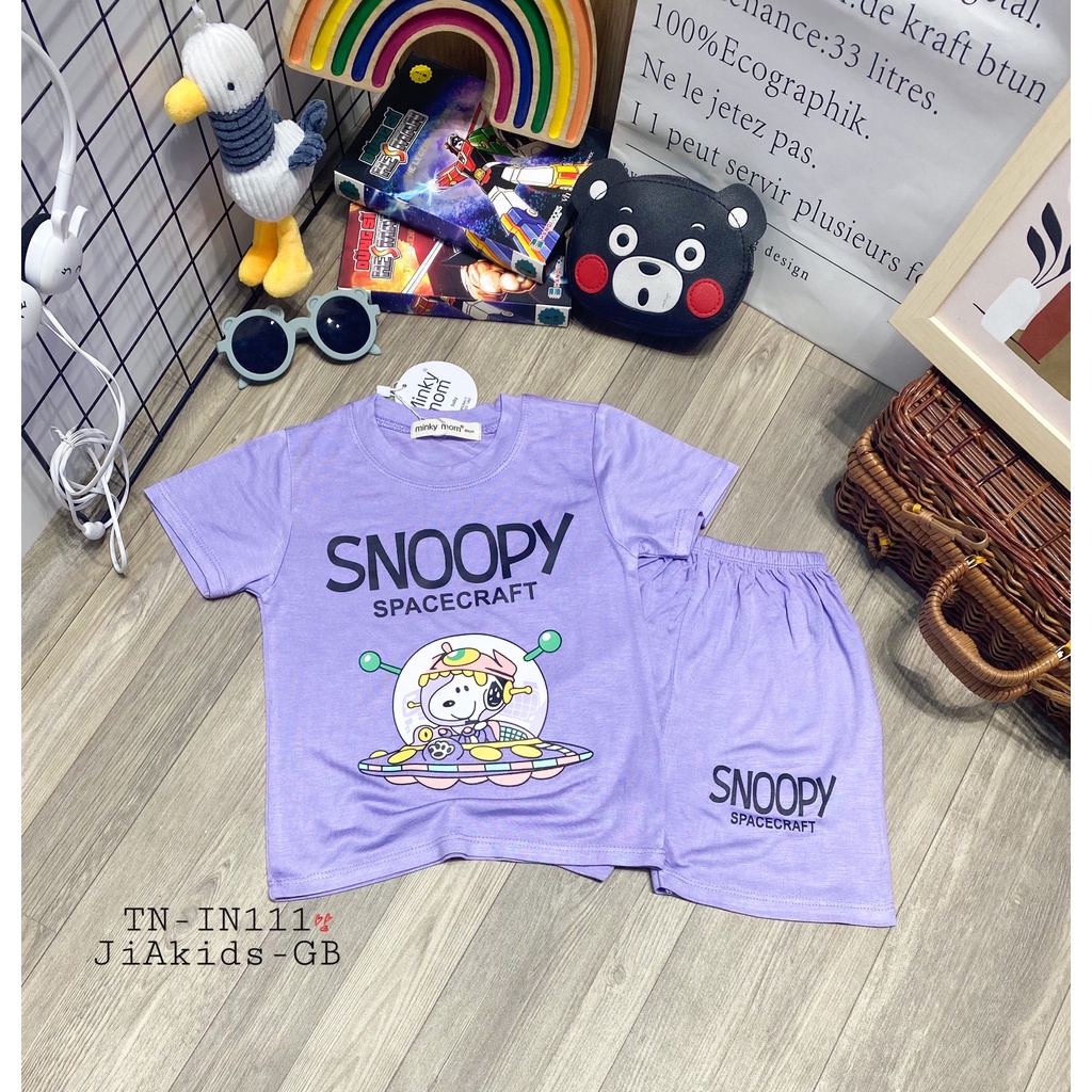 Bộ Cộc Tay THUN LẠNH MINKY MOM In Hình Snoopy Ngộ Nghĩnh Cho Bé TN-IN111