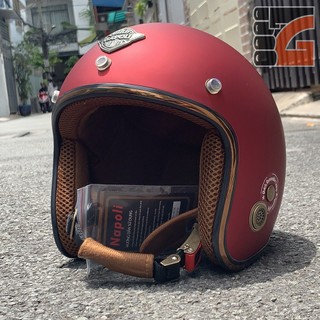 Nón 3/4 Napoli SH Ruby N099 Đỏ đô nhám
