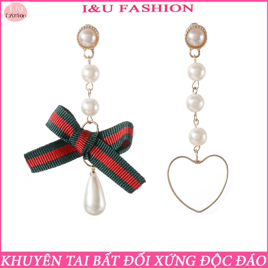 Bông tai khuyên tai dài bất đối xứng hình trái tim thiết kế vô cùng độc đáo sang chảnh cho nữ phong cách hiện đại KT-100