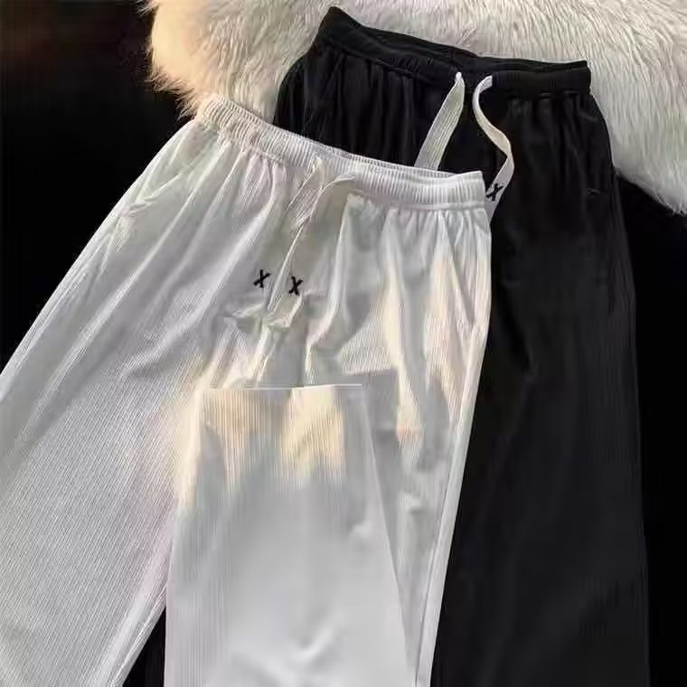 Quần Dài Dáng Suông Rộng Màu Trơn Thời Trang Mùa Hè 2022 Cho Nam Giới Có Size Lớn