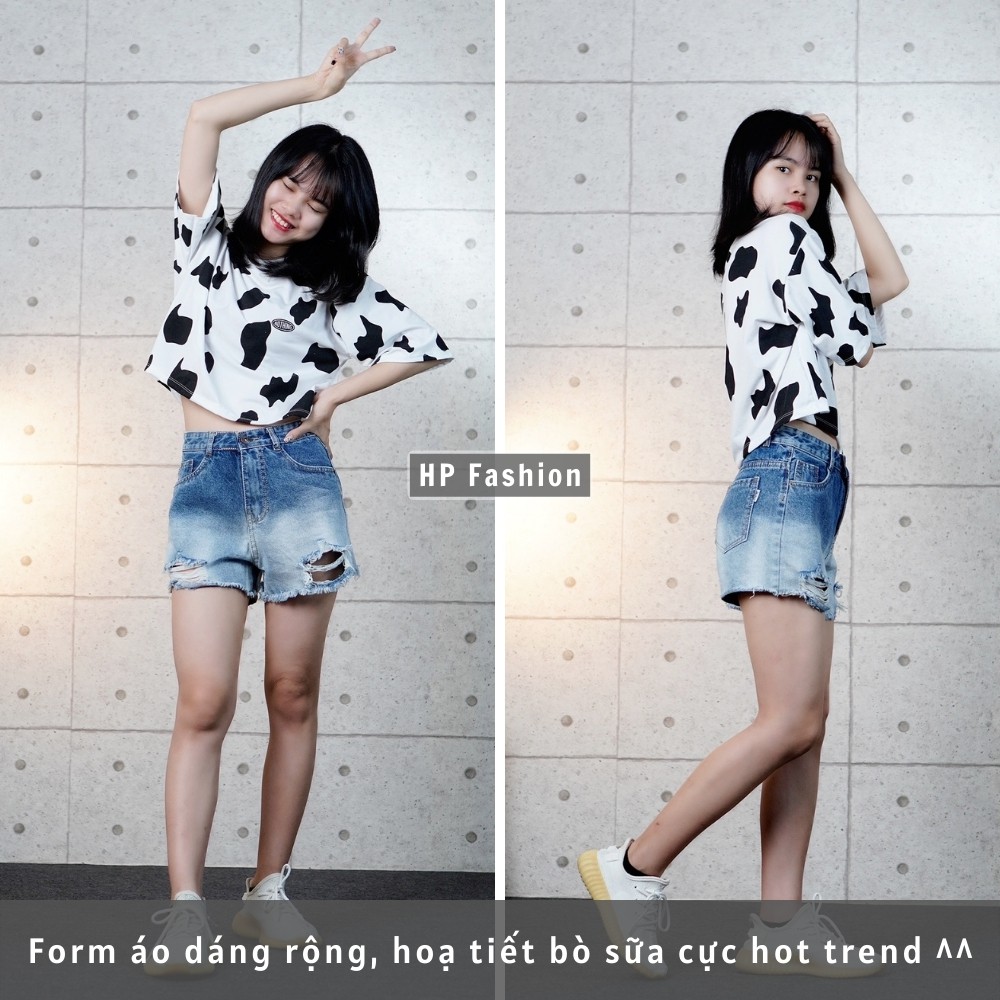 Áo Croptop Bò Sữa dáng rộng phong cách Ulzzang hottrend