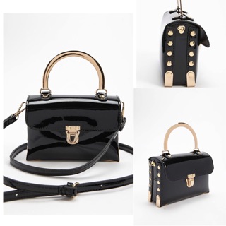 Túi đeo chéo Forever 21 Faux Patent Leather Boxy Satchel