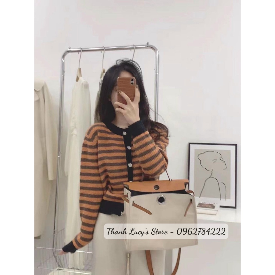 Áo cadigan len kẻ, áo len nữ kẻ màu vintage phong cách hàn quốc | BigBuy360 - bigbuy360.vn