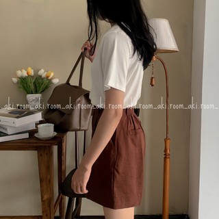 Quần shorts linen cạp lưng chun