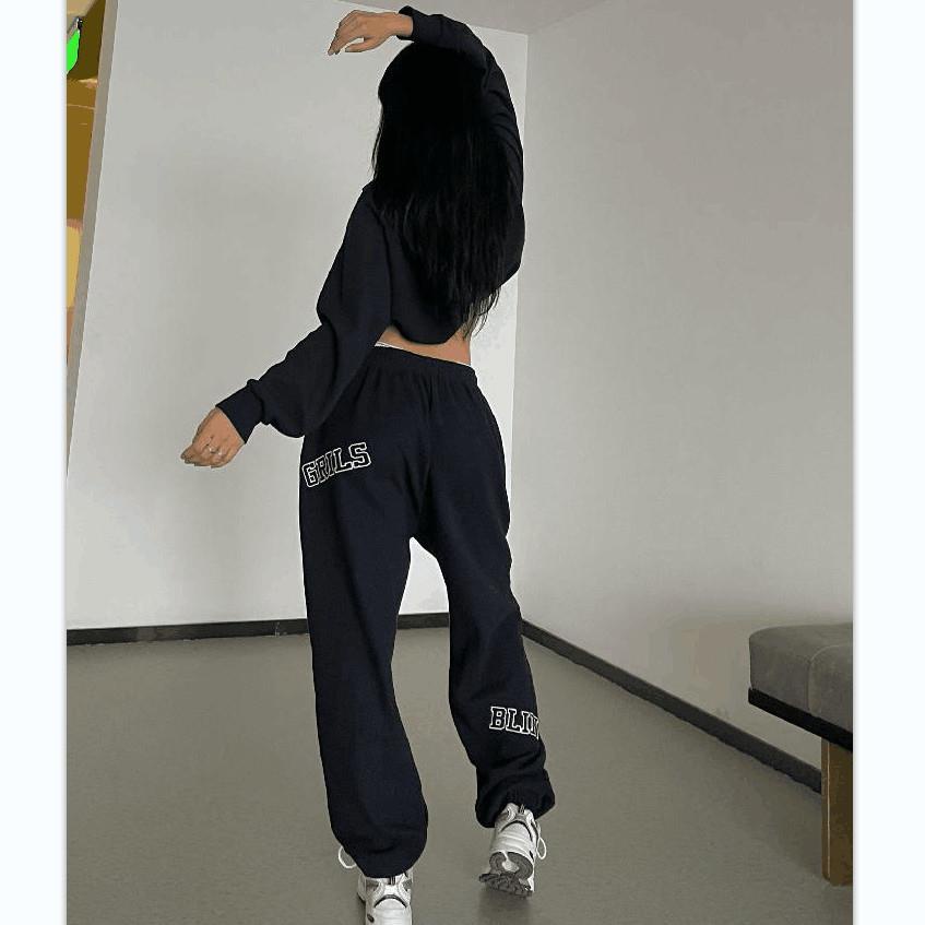 ❧✠Quần dài ống rộng màu đen in chữ thời trang Hip Hop | BigBuy360 - bigbuy360.vn