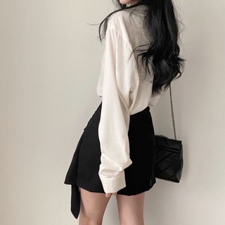 SET ÁO SƠ MI + CHÂN VÁY ĐEN TÀ DÀI