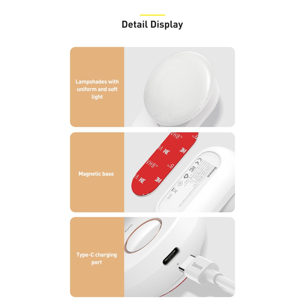 Đèn Cảm Ứng Ban Đêm Không Dây BASEUS Có Từ Dạng Treo Chỉ Cần Chạm