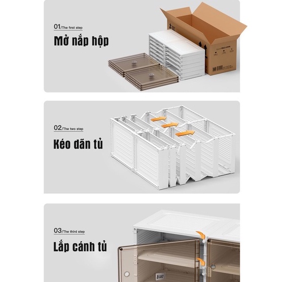 Hộp đựng giày dép nhựa cứng gấp gọn trong suốt MAYI BOX - Tủ đựng giày gấp gọn cao cấp 8 ngăn, 12 ngăn, 16 ngăn, 20 ngăn